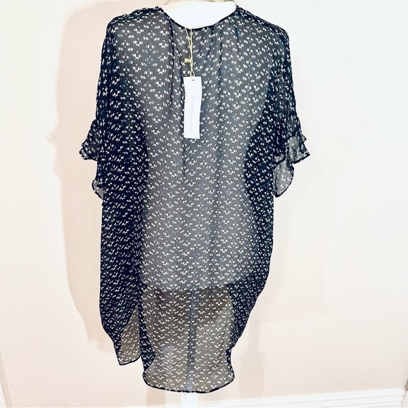 NWT BCBGeneration Sheer Cardigan/Kimono in Black with Small Design – Size XS/S ✨ - Picture 3 of 11